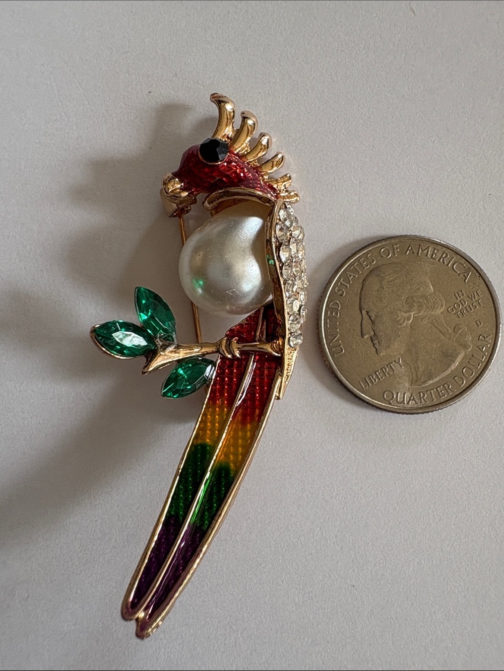 Crystal Parrot Brooch Pin - Picture 2 of 3